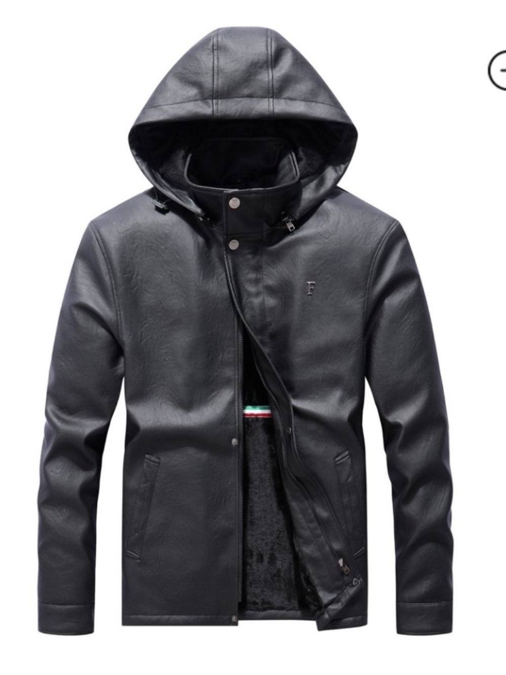 NWT Ferrari F Collections Mens Italian black faux leather   jacket
